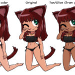 Bonus artwork of Myan wearing lingerie, in different skin colors