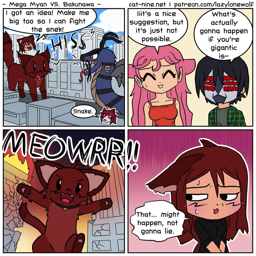 A Cat Nine bonus comic about Myan's idea on how to solve all their problems